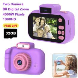 Toy Cameras Kids Camera Micro 8X Digital Zoom LED Variety Filters Child Selfie Portable Toddler Video two Camcorder USB Holiday Gifts 230911