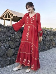 Casual Dresses The Summer Version Of Bohemian Holiday Beach Dress Retro Embroidered Loose Large Size