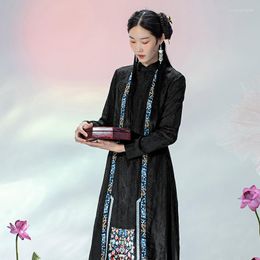 Work Dresses A Life On The Left Women Two Piece Set Dress Long Sleeves Stand Collar Peony Jacquard Embroidery With Pants Vintage Mamian Qun