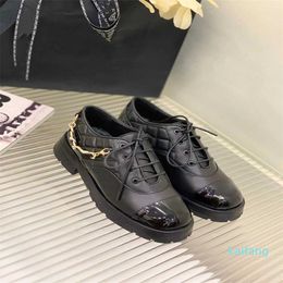 Brand Causal Style Thick Bottom Chain Casual Single Shoes Lace-up Color Matching Loafers