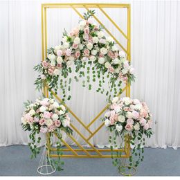 Diamond Wedding Arch Backdrop Props Wrought Iron Geometric Square Frame Party Stage Screen creative background Stand1961