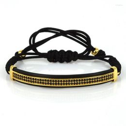 Charm Bracelets Anil Arjandas Jewellery Leather Gold Color& Micro Pave CZ Protecting Riviere Macrame For Men ZZB-37