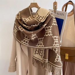 10% OFF scarf Autumn and Winter New Letter B Cashmere Scarf Women's Warm Air Conditioner Wind Tassel Shawl