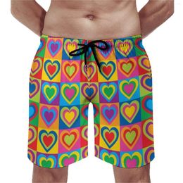 Men's Shorts Art Board Summer Hearts Print Casual Short Pants Men Running Comfortable Custom Swimming Trunks