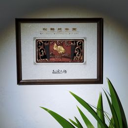 Nowy chiński w stylu rzeźbia drewniana z litego drewnianego ramy salon, wersja pionowa, trójwymiarowa dekoracja pomocy, malowanie na ścianie