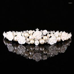 Hair Clips 2023 Sparkling Pearl Crystal Tiaras Crowns Bridal Jewelry Wedding Accessory Hairwear Princess Evening Party Gift