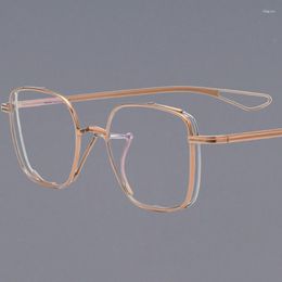 Sunglasses Frames Titanium Square Glasses Light Luxury Men Fancy Unique Aesthetic Eyewear Bilayer Women's Eyeglasses Frame Hollow Out Leg