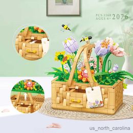 Blocks Creative 1168PCS Bouquet Flower Basket Building Blocks Flower Model Ornament Micro Assembly Toy for Kid Girl Gift R230911