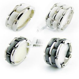 Fashion Jewellery Women love Ring Double row and single row black white Ceramic Rings For Women Men Plus Big Size 10 11 12 Wedding R261P