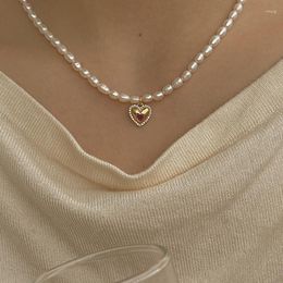 Pendant Necklaces Women's Classic Natural Pearl Romantic Heart Neck Chain Gorgeous Trendy Jewelry Korean Style Decorations