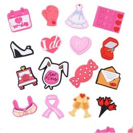 Shoe Parts Accessories Pink Cute Cartoon Pvc Charms Buckles Boy Girls Fit Bracelets Clog Jibz Wristband Kids Gift Drop Delivery Dhgk2