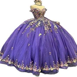 Embrodiry Appliques Dresses 2023 푹신한 얇은 명주 볼 볼 가운 Prom xv para 15 생일 파티 드레스 코르셋 멍청이 de Quinceanera 326 326