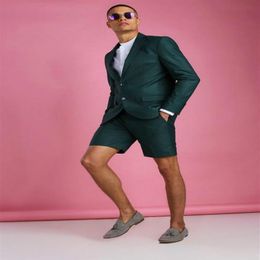 Casual Summer Green Wedding Tuxedos Beach Suits For Men Short Groom Wear Formal Dinner Prom Party Blazer Men's & Blazers251j