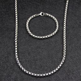 Wedding Jewellery Sets Fashion Mens Set 316L Stainless Steel 6MM Chain Necklace Bracelet Punk Rock Style Christmas Gift 230909