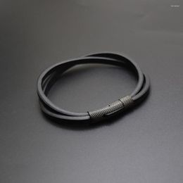 Strand 5Pcs/Lot Classic Black Leather Bracelet Men Metal Magnetic Clasp Fashion Bangle Jewellery Beautiful Gift Bracelets