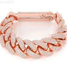 22.20ctw Hip Hop Moissanite Cuban Link Bracelet for Mens 14k Solid Rose Gold Gra Certified Unique Diamond Jewellery Wholesaler