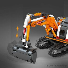 Blocks Engineering Truck Series Excavator Crane Building Blocks Vehicles Model Assemble Toys for Boys R230911