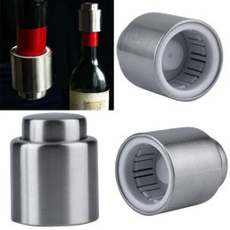 Stainless Steel Wine Stoppers Vacuum Sealed Wine Bottle Stoppers Plug Pressing Type Champagne Cap Storage barwareT2I5648 ZZ