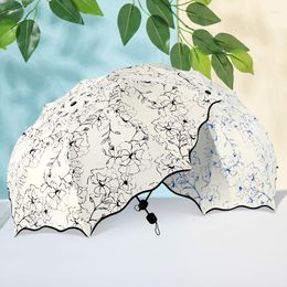 Umbrellas Sunny Umbrella Folding Sun Women's Sunblock Sunshade Three Fold Creative Printed