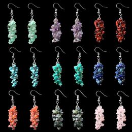 Long Tassel Hanging Drop Earrings Boho Natural Irregular Chip Crystal Stone Earring Women Fashion Jewelry Accessories Gift