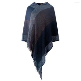 Scarves Woman Winter Poncho Stripped Pullover Tassels Shawl Party Travel Vacation Po Props Irregular Hem Scarf Ladies Girls302Q