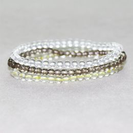 MG0067 Whole Natural Citrine Yellow Crystal Bracelet Smoky Clear Quartz Jewellery 4 mm Mini Gemstone Bracelet Set2455