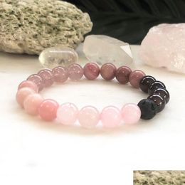 Beaded Mg0834 Luxurious Gemstone Bracelet For Women Rhodonite Yoga Wrist Mala Spiritual Healing Mothers Day Gifts Drop Deliv Dhgarden Dhydl