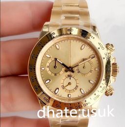 Super Quality Luxury Mens Watch 40mm 116503 116509 116519 116523 Sapphire 18K Yellow Gold No Chronograph Mechanical Automatic Men's Watches Original Box