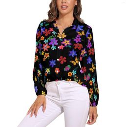 Women's Blouses Glorious Floral Blouse Long Sleeve Colourful Flowers Cute Women Street Style Oversized Shirt Design Clothes Birthday Gift