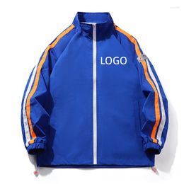 Men's Jackets Spring Autumn Sports Customized Name Printing Stripe Coat Outdoor Travel Casual Hiking Camp Teenage Students Jacket
