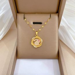 Pendant Necklaces 316L Stainless Steel Gold Colour Cute Mobius Circle Animal Necklace For Women Girlfriend Endless Love Gifts