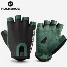 ROCKBROS Bicycle Gloves MTB Road Anti-shock Mountain Bike Fingerless Men Women Breathable Cycling Sports Non-slip Glove 2111292875