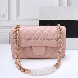 Bags Top Designer Custom Luxury Brand Handbag Women's Bag 2023 Leather Gold Chain Crossbody Black and White Pink Clip Sheepskin Shoulder Bags