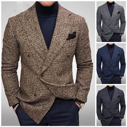 Men's Suits 2022 European And American Style Men's Clothing Button Plaid Business Casual Shopping Long-sleeved Suit Jacke286t