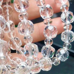 Bangle Natural Faceted Clear Quartz Cube Bracelet Handmade Crystal Jewellery Stretch Children Birthday Gift 9MM 1pcs