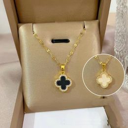 18K Gold Plated Necklaces Luxury Designer Necklaces Two-sided four-leaf Pendant Necklace Wedding Party Jewelry