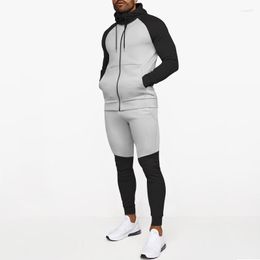 Men's Tracksuits Tracksuit Men Autumn Casual Patchwork Slim Fit Hoodie And Pants Two Piece Sets For Mens Sports Fitness Outfits Suits