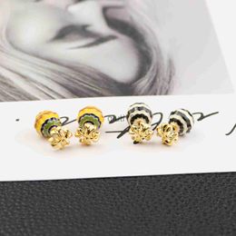 Stud With Pouch Fashion Jewelry Women Designer Studs Spherical Design With Enamel Glaze Luxury Earring x0911