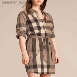Basic Casual Dresses Women Shirt Dresses Fashion Slim Classic Pattern Silm 23SS Dresses Womens Clothing Simple 5 Colours L230911