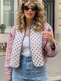 Women's Jackets Vintage Flower Printed Cotton Coat Women Fashion Long Sleeve Cardigan 2023 Autumn Winter Open Front Two In One