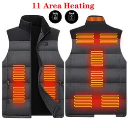 Men's Vests Mens Heated Clothing USB Charging Vest Switch Warm Jacket for Winter 11 Areas Electric Smart Heating Coat Outdoor M6XL 230909