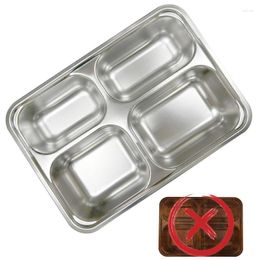 Bowls Steel Rectangular Divided Plates Kids Toddlers Babies Tray 3 Sections Dinner For Adults Picky Eaters Campers And
