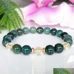 Beaded Mg1486 Strand New Design Citrine And Moss Agate Bracelet Natural Gemstone Bracelets Healing Crystals Mala Yoga Gifts Dhgarden Dhvtm