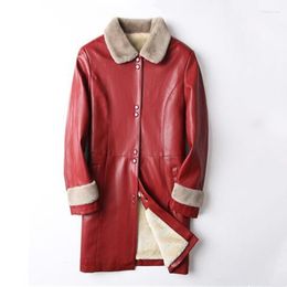 Women's Leather ZXRYXGS Premium Pu Medium Length Jacket Winter Coat 2023 Fashion Warm Plush Loose Lapel Jackets