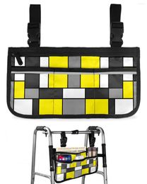 Storage Bags Geometric Figures Yellow Abstract Wheelchair Bag With Pockets Armrest Side Electric Scooter Walking Frame Pouch