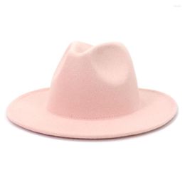 Berets Women Colourful Wide Brim Flat Top Fedora Hat Men Gentlemanlike Casual Hats Wedding Caps