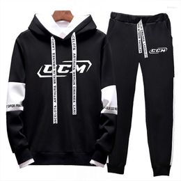 Men's Tracksuits CCM Long Sleeves Sweatshirt Hoodies Tracksuit Outfits Jogger Pullover Streetwear Top And Pant Two Pieces Suits Clothes