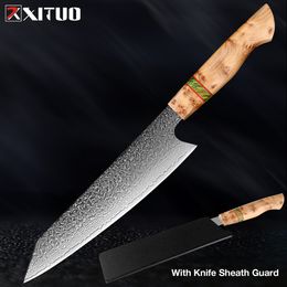 XITUO Kiritsuke Chef Knife Sharp Kitchen Knife Damascus Pro VG10 High Carbon Steel 67-Layer Meat Sushi Fruit Cut Slicing Knife