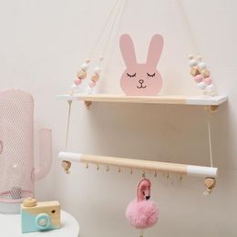 Decorative Plates Nordic INS Children Room Decoration Wooden Storage Rack Wall Hanging Shelf For Kids Bedroom Decor Shelves