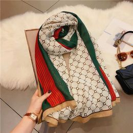 10% OFF Letter collision Colour strip winter cotton linen multi-functional versatile for women oversized long scarf shawl spring and autumn